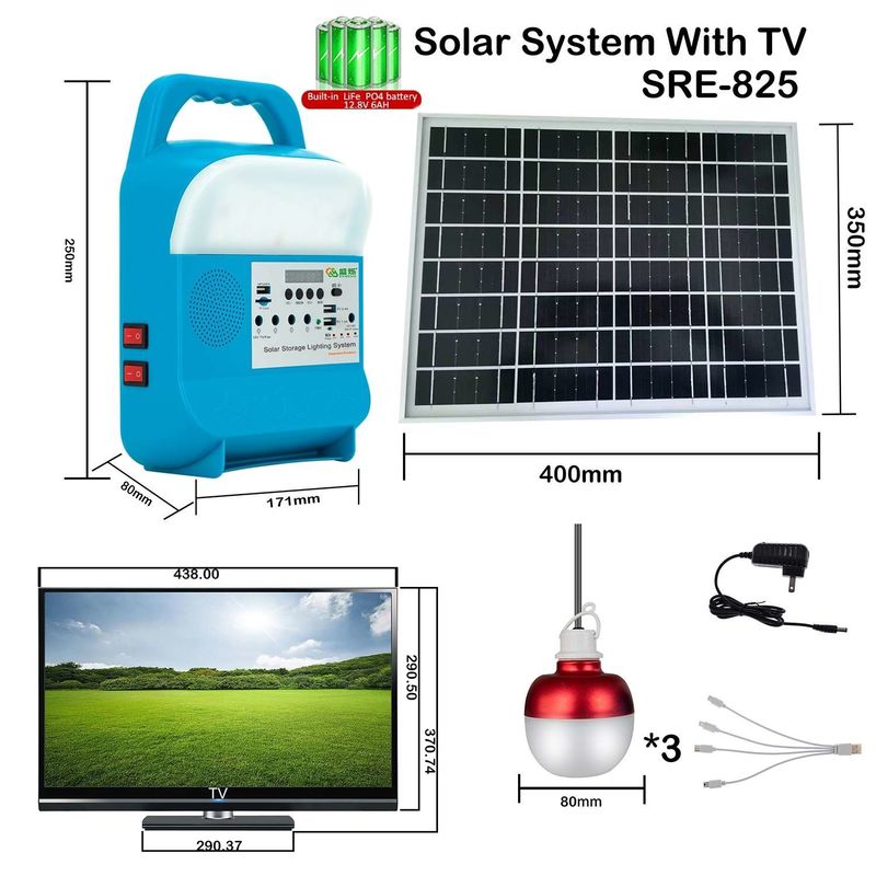 Zellentyp Lithium-Eingebettete Batterie Tragbare LED-Hausbeleuchtung Solarbeleuchtung Kits Strom SRE-815