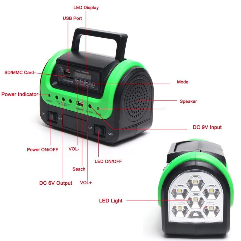 FCC EMC 5W 6V tragbares Auto-Boots-helle Solarausrüstung der Solarenergie-Lampen-12PCS SMD LED