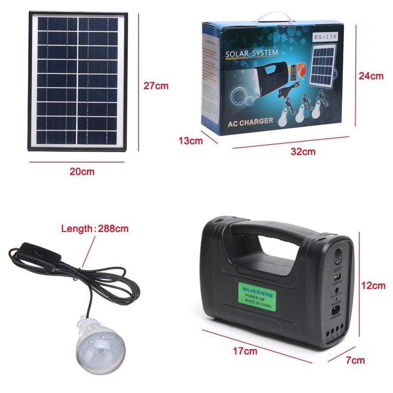 Innensolarbeleuchtung Kit With 12PCS SMD LED 3W 4W 5W	4Ah Bleisäure Batttery