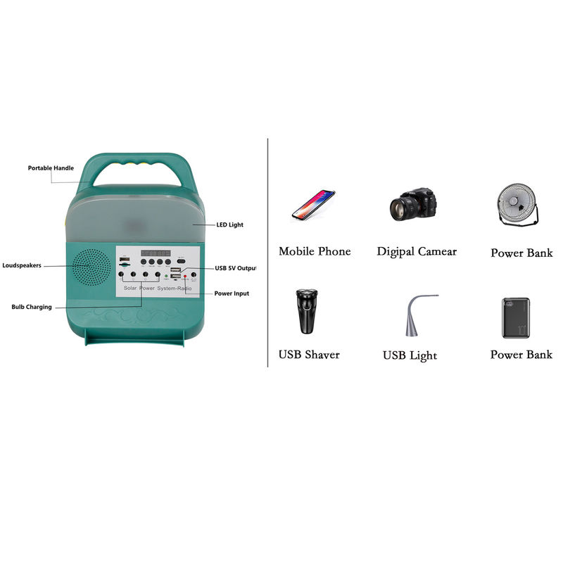 Solargenerator-3pcs Hauptbeleuchtungssystem 3.7V des tragbaren 5W mit Sprecher FM-Radio