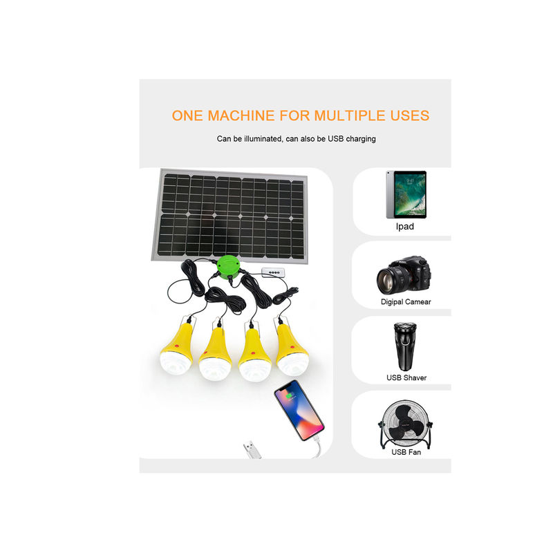 Mini Portable Solar Power System-Generator 30W mit Birnen des Telefon-Ladegerät-4 LED