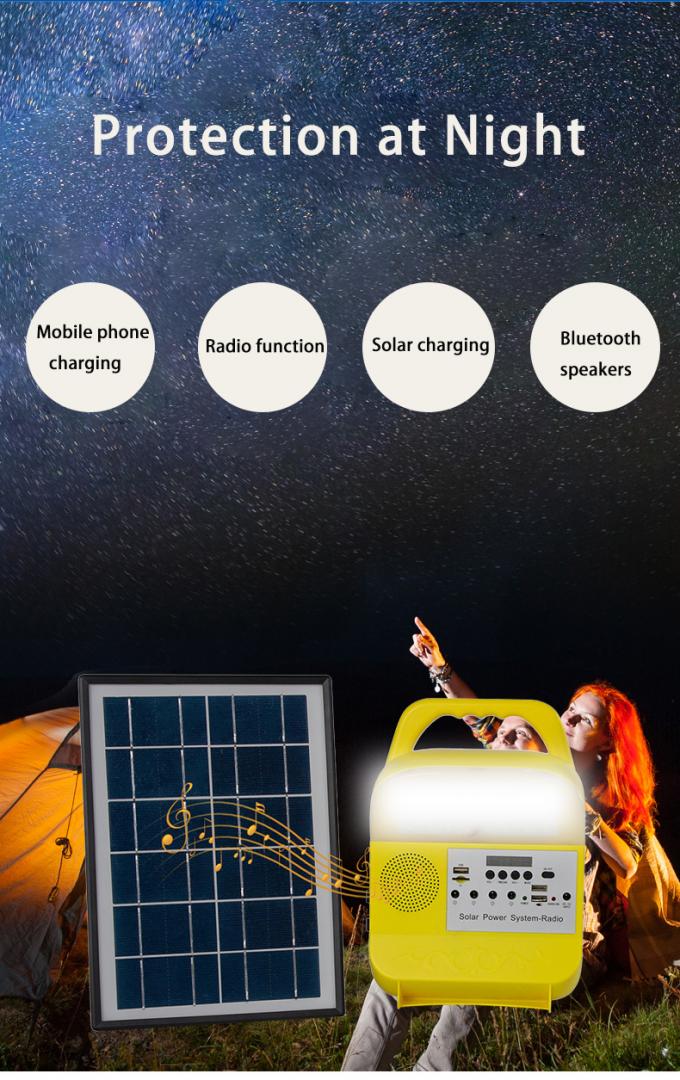 Tragbare beleuchtende Solarausrüstung und Sonnensystem im Freien mit FM-Radio, Bluetooth-Sprecher und Radio