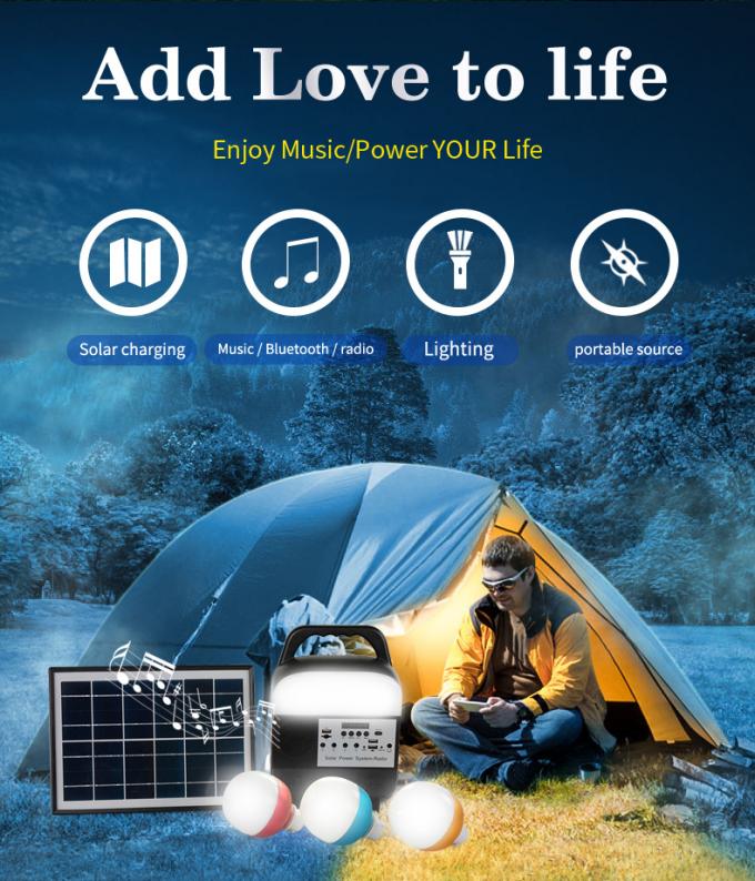 Kleines Solarbeleuchtungssystem mit TF-Karte/Doppel-USB-Spieler Jack/Bluetooth/MP3 /FM-Radio
