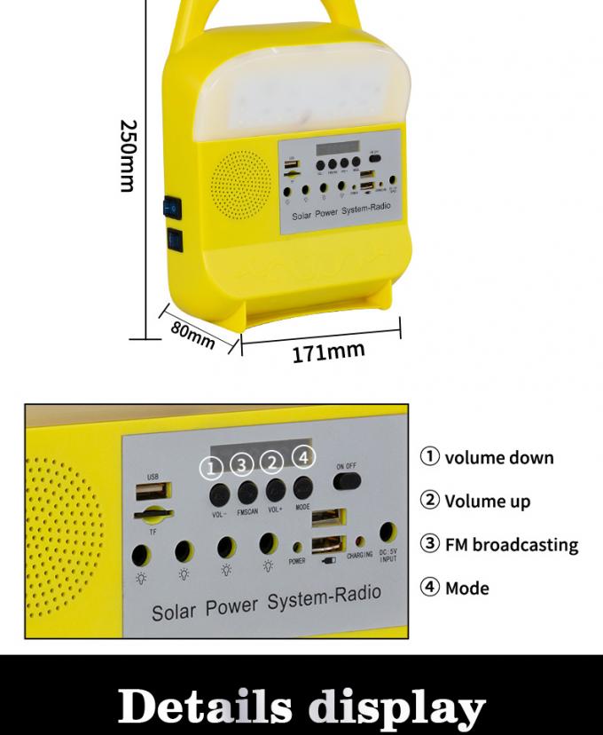 Handy-Aufladungslampe des Solarenergie-Beleuchtungssystem-USB mit mobiler Energie-Radiolampe