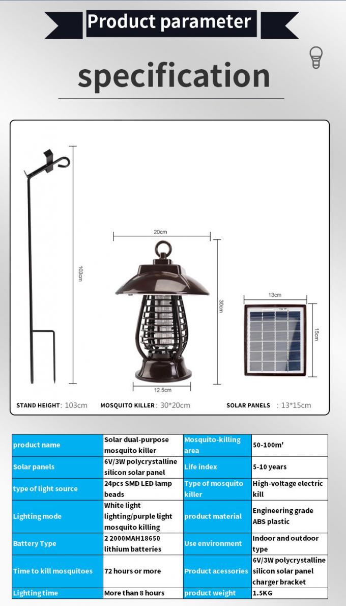 Solarmoskito-tötungs-Lampe, die Moskito-Tötungs-intelligente Lichtregelungs-Lampe beleuchtet